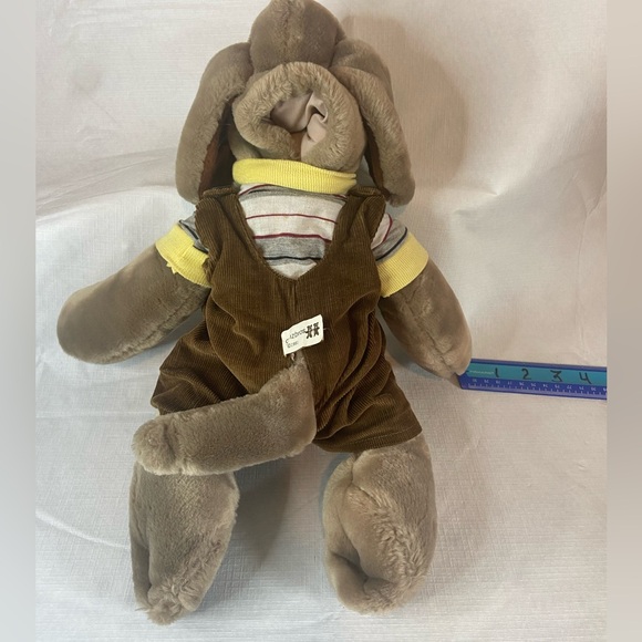 WRINKLES Dog Hand Puppet Plush Ganz Bros Brown 16” Shirt/Overalls Vintage 1981 - Picture 12 of 14